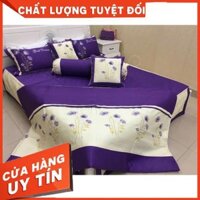 Bộ chăn ga cưới satin thêu hoa 7 món (Nhiều màu) - hàng uy tín