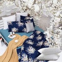 Bộ Chăn Ga Cuscino Cotton CS185 - Xanh Dương - Tặng 2 Ruột Gối Nằm Ball Cuscino (50 x 70 cm)