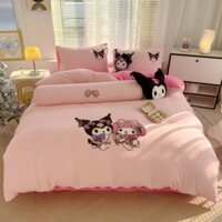 BỘ CHĂN GA ĐŨI THÊU MỚI NHẤT - HOẠ TIẾT KUROMI 1