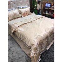Bộ Chăn Ga Gấm Lụa 5 Món Hoàng Gia Cao Cấp