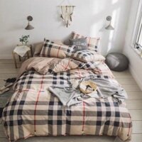 Bộ chăn ga gối 100% cotton - kẻ burberry