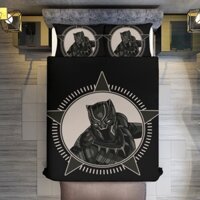 Bộ chăn ga gối 3 mảnh Black Panther 78 * 53in (1 Duvet Cover + 2 Gối Shams) 200 * 135cm