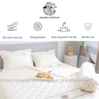 Bộ chăn ga gối (4 món) cao cấp Grandly Vietnam chính hãng vải màu chần bông 4 mùa siêu mềm mại