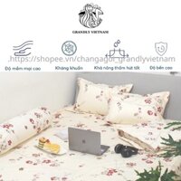 Bộ chăn ga gối (4 món) cao cấp Grandly Vietnam chính hãng vải bông hoạ tiết đa dạng, độc quyền, siêu bền đẹp