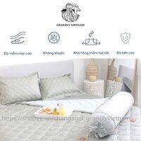 Bộ chăn ga gối (4 món) cao cấp Grandly Vietnam chính hãng vải màu chần bông 4 mùa siêu mềm mại