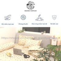 Bộ chăn ga gối (4 món) cao cấp Grandly Vietnam chính hãng vải bông hoạ tiết đa dạng, độc quyền, siêu bền đẹp