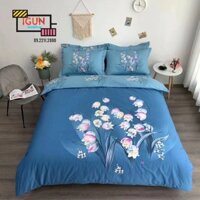 Bộ Chăn Ga Gối  4 món COTTON 100% Hàn - Organic - Living CHÙM HOA THẠCH THẢO