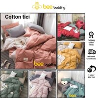 Bộ chăn ga gối 4 món cotton tici cao cấp. drap vỏ phong cách hàn quốc kích thước 1m2, 1m4, 1m6, 1m8 x2m, 2m2