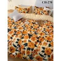 Bộ chăn ga gối 4 món Poly Cotton CH-270 Hoa Cam Rực Rỡ