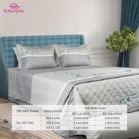 Bộ chăn ga gối cao cấp Sông Hồng H17052 - 200x220 - Bộ ga chun gồm1 chăn xuân thu,1 ga chun chần