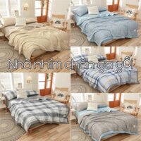 Bộ chăn ga gối Chần Bông Cotton TC Nhà Nhím Chăn ga gối đủ size giường nệm 1m2, 1m4, 1m6, 1m8, 2m