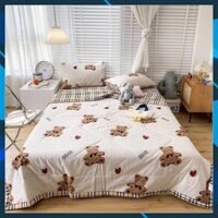 Bộ Chăn Ga Gối Cotton 100% - Chăn Hè Chần Bông Mỏng Hoạ Tiết Ngộ Nghĩnh Cho Các Bé