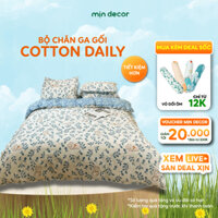 Bộ Chăn Ga Gối Cotton 3D Mịn Decor Bo Chun 10cm, Drap Nệm Cotton Poly Vỏ Chăn Có Khoá Kéo