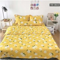 Bộ chăn ga gối Cotton 3D RME Decor - Bộ ga giường hoa vàng CHĂN TRẦN bông mùa hè mềm mịn MIỄN PHÍ bo chun