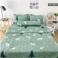 Bộ chăn ga gối Cotton 3D RME Decor - Bộ ga giường cây thông CHĂN TRẦN bông mùa hè mềm mịn MIỄN PHÍ bo chun