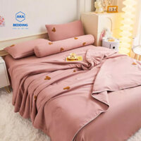 Bộ Chăn Ga Gối cotton 5 món chăn trần bông ga gôi thoáng mát dùng 4 mùa hoạ tiết gấu cực dễ thương