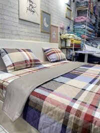 Bộ chăn ga gối cotton Hàn Quốc Burberry