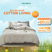Bộ Chăn Ga Gối Cotton Living Mịn Decor Làm Phủ Bo Chun Đệm Dưới 30cm, Ga Nệm Size 1m2x2m 2mx2m2