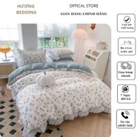 Bộ chăn ga gối cotton nhật, sét drap mền trải giường cao cấp vỏ chăn có khóa kéo lồng được ruột kích thước 200x230cm