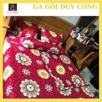 Bộ chăn ga gối cotton poly (5 món)  họa tiết thổ cẩm đỏ - Ga gối Duy Công