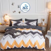 Bộ chăn ga gối Cotton poly M2T Bedding Sóng cam, vỏ chăn mền, drap nệm và 2 vỏ gối - 1m6 x 2m