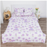 Bộ chăn ga gối cotton poly mềm mại, set 5 món mùa hè nhiều mẫu đáng yêu - đủ size - Thỏ Tím Sweet Life, GẤu dễ thương...