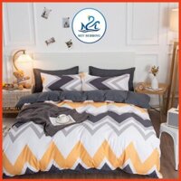 Bộ chăn ga gối Cotton poly Su House Bedding Sóng cam, vỏ chăn mền, drap nệm và 2 vỏ gối