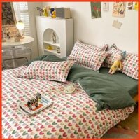 Bộ chăn ga gối Cotton Poly Su House bedding ga gối Hàn Quốc miễn phí bo chin drap ga giường trái tim nhỏ bé