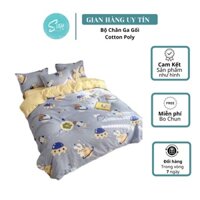 Bộ Chăn Ga Gối Cotton Poly Tên Lửa Vũ Trụ