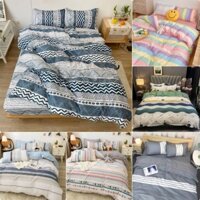 Bộ chăn ga gối Cotton Poly nhập khẩu kẻ ngang