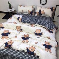 Bộ Chăn Ga Gối Cotton Poly Chăn Bông Gấu Bear