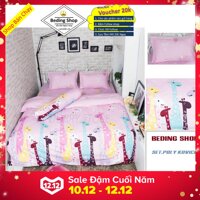 Bộ Chăn Ga Gối Cotton POLY Kovico Hươu hồng