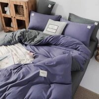 Bộ chăn ga gối cotton TC 2 màu hàng nhập khẩu hàn quốc mang phong cách giường ngủ homestay trẻ trung năng động