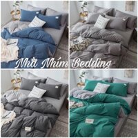 Bộ chăn ga gối Cotton TC Nhà Nhím Chăn ga gối trơn 4 món đủ size giường nệm HÀNG LOẠI 1