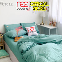 Bộ chăn ga gối Cotton TC REE Bedding CTC12 màu xanh mint đủ size giường nệm