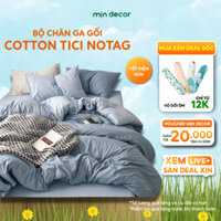 Bộ Chăn Ga Gối Cotton Tici NoTag Mịn Decor Làm Ga Phủ Đệm Dưới 30cm, Phối Màu Pastel Basic Phong Cách Hàn Quốc, Hiện Đại