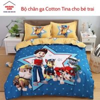 Bộ chăn ga gối Cotton Tina họa tiết cho bé trai, chất liệu vải mềm mại, nhận may theo size đệm