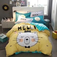 Bộ Chăn Ga Gối Cotton TN 3D - Mèo vàng Mẫu 2020