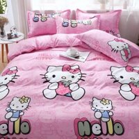Bộ Chăn Ga Gối Cottong Poly Hello Kitty Chăn Phao