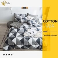 Bộ chăn ga gối đệm Cotton Lụa cao cấp 4 món( 1 Ga trải giường, 1 Vỏ chăn, 2 Vỏ gối nằm)