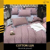 Bộ chăn ga gối đệm Cotton Lụa Hàn Quốc cao cấp 4 món( 1 Ga trải giường, 1 Vỏ chăn, 2 Vỏ gối nằm)