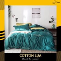 Bộ chăn ga gối đệm Cotton Lụa cao cấp 4 món( 1 Ga trải giường, 1 Vỏ chăn, 2 Vỏ gối nằm)