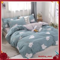 Bộ chăn ga gối đệm cotton poly Mèo Fish nhập khẩu bộ 4 món Chăn, ga , 2 vỏ gối