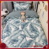 Bộ chăn ga gối đệm cotton poly Lá Chuối nhập khẩu bộ 4 món Chăn, ga , 2 vỏ gối
