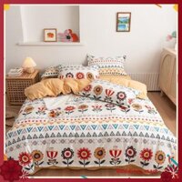 Bộ chăn ga gối đệm cotton poly Thổ Cẩm nhập khẩu bộ 4 món Chăn, ga , 2 vỏ gối