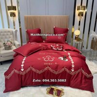 Bộ chăn ga gối đệm cưới đẹp mầu đỏ