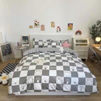 Bộ Chăn Ga Gối Đệm Gấu Xám Hàn Quốc Cao Cấp