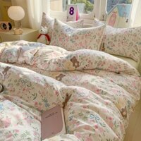 Bộ chăn ga gối đệm hoa nhỏ dễ thương Bộ chăn ga gối đệm hoạt hình mềm mại thoải mái đơn/siêu đơn/Queen/King/Super king Size