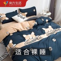 Bộ Chăn Ga Gối Đệm Một Mảnh Bốn Mảnh Hoạt Hình Đơn Ký Túc Xá Sinh Viên Bộ Ba Mảnh Bông