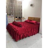 Bộ chăn ga gối đệm phi lụa ( ga phủ )màu đỏ